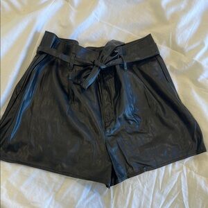Paige Black Faux Leather Women's Shorts